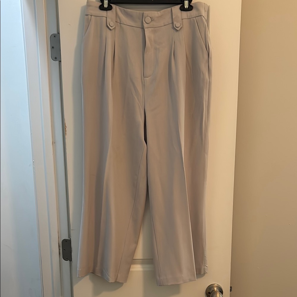 Gray Wide-Leg Cropped Trousers